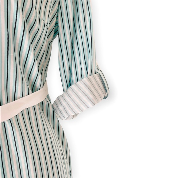 THE LIMITED Womens Calm Sea Convertible Sleeve Stripe Shirt Dress Stretch Cotton - Picture 7 of 16